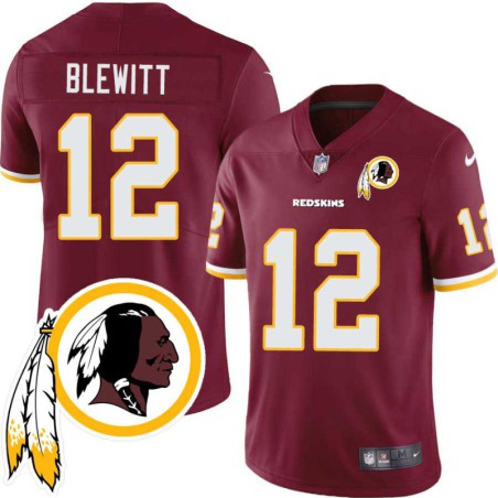 Chris Blewitt #12 Redskins Head Patch Burgundy Jersey