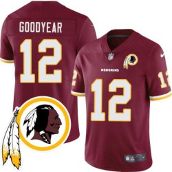 John Goodyear #12 Redskins Head Patch Burgundy Jersey