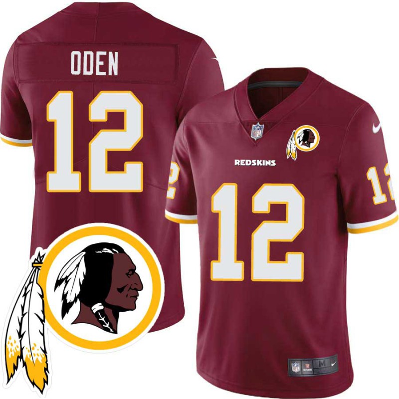 Curly Oden #12 Redskins Head Patch Burgundy Jersey