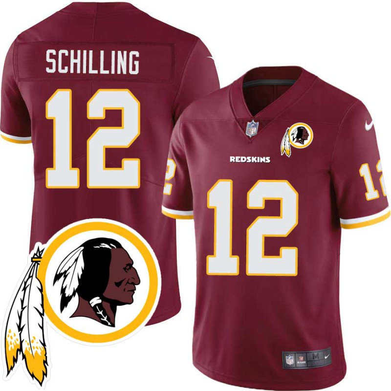 Ralph Schilling #12 Redskins Head Patch Burgundy Jersey