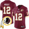 Ted Wright #12 Redskins Head Patch Burgundy Jersey