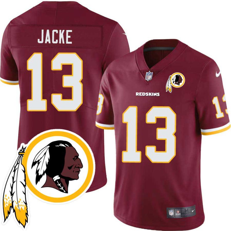 Chris Jacke #13 Redskins Head Patch Burgundy Jersey