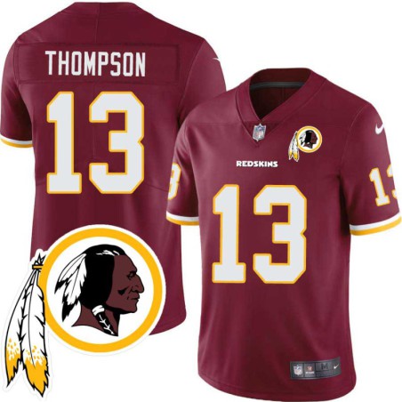 Derrius Thompson #13 Redskins Head Patch Burgundy Jersey