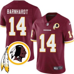 Tommy Barnhardt #14 Redskins Head Patch Burgundy Jersey