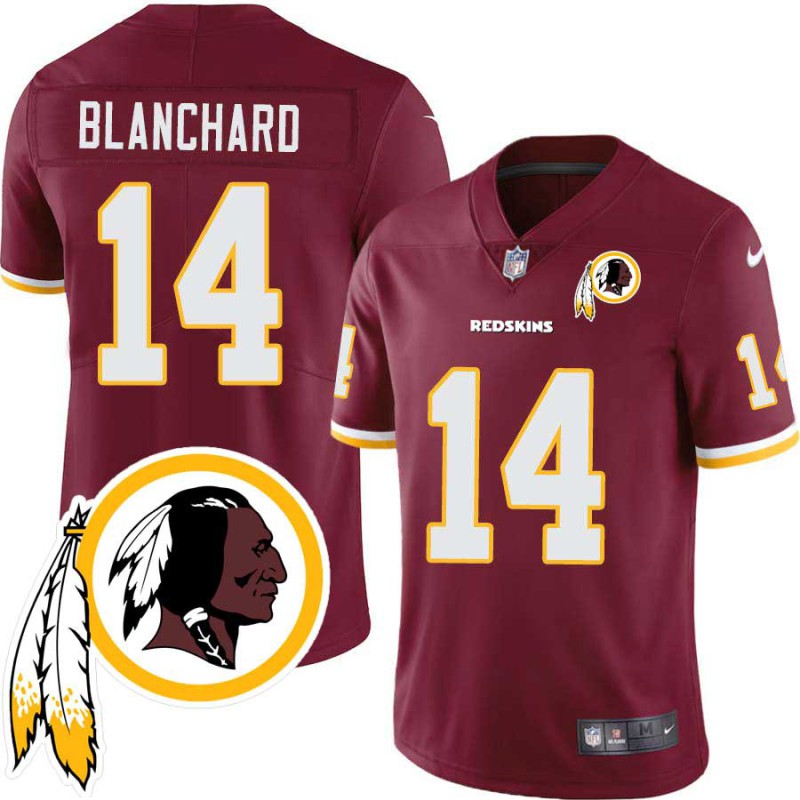 Cary Blanchard #14 Redskins Head Patch Burgundy Jersey