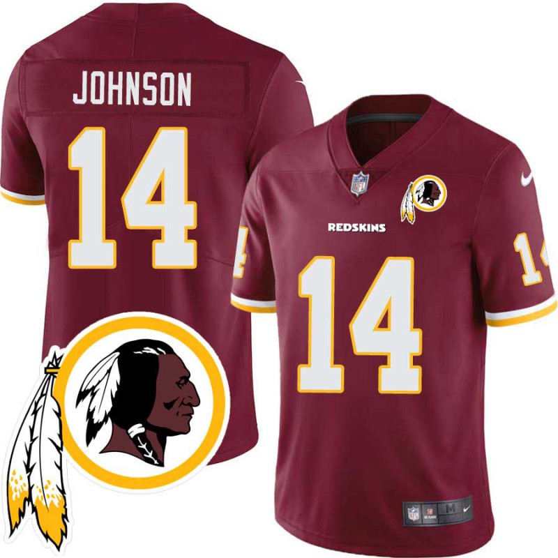 Brad Johnson #14 Redskins Head Patch Burgundy Jersey