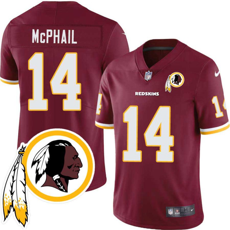 Hal McPhail #14 Redskins Head Patch Burgundy Jersey