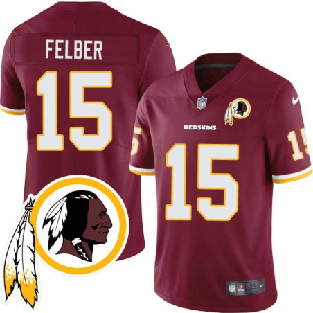 Nip Felber #15 Redskins Head Patch Burgundy Jersey