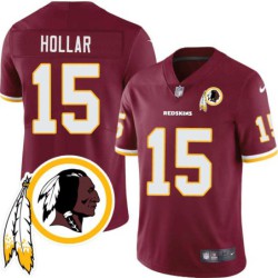 John Hollar #15 Redskins Head Patch Burgundy Jersey