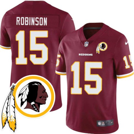 Tony Robinson #15 Redskins Head Patch Burgundy Jersey