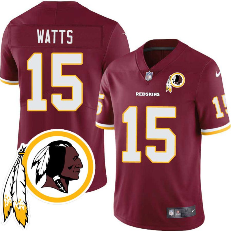 George Watts #15 Redskins Head Patch Burgundy Jersey