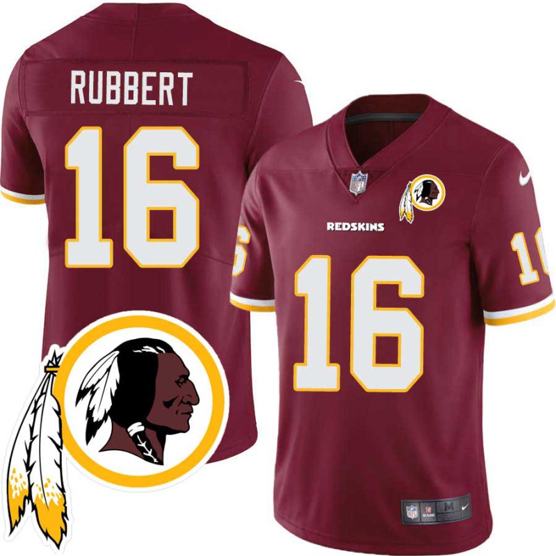 Ed Rubbert #16 Redskins Head Patch Burgundy Jersey