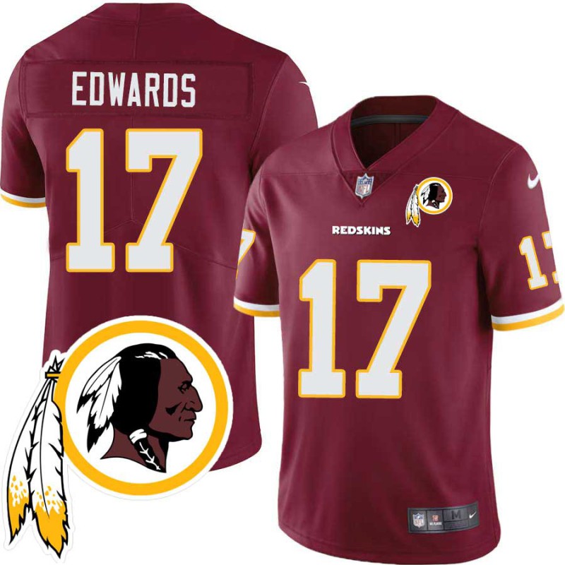 Turk Edwards #17 Redskins Head Patch Burgundy Jersey