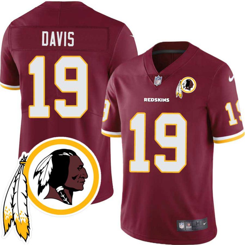 Ryan Davis #19 Redskins Head Patch Burgundy Jersey