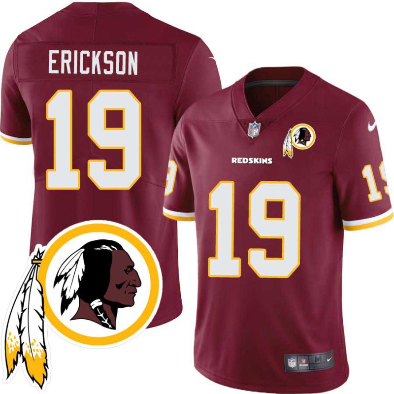 Mickey Erickson #19 Redskins Head Patch Burgundy Jersey