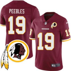 Jim Peebles #19 Redskins Head Patch Burgundy Jersey