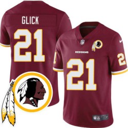 Gary Glick #21 Redskins Head Patch Burgundy Jersey