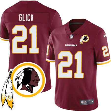 Gary Glick #21 Redskins Head Patch Burgundy Jersey