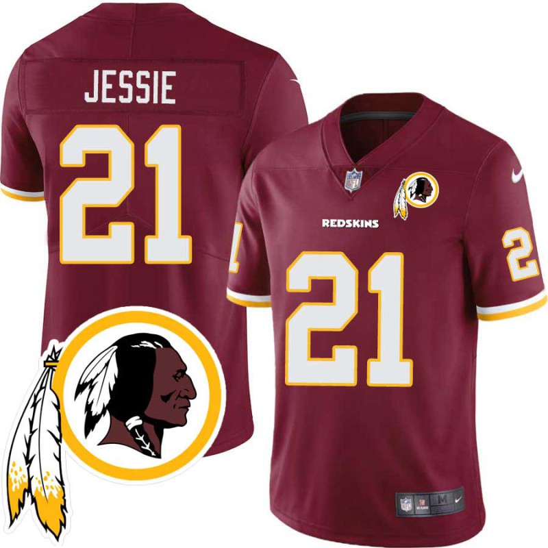 Tim Jessie #21 Redskins Head Patch Burgundy Jersey