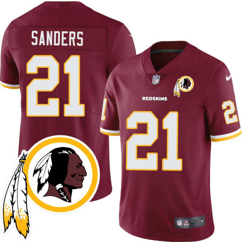 Deion Sanders #21 Redskins Head Patch Burgundy Jersey