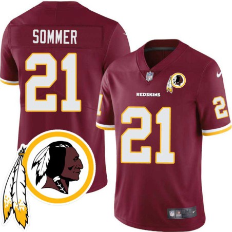 Mike Sommer #21 Redskins Head Patch Burgundy Jersey