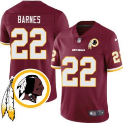 Kevin Barnes #22 Redskins Head Patch Burgundy Jersey