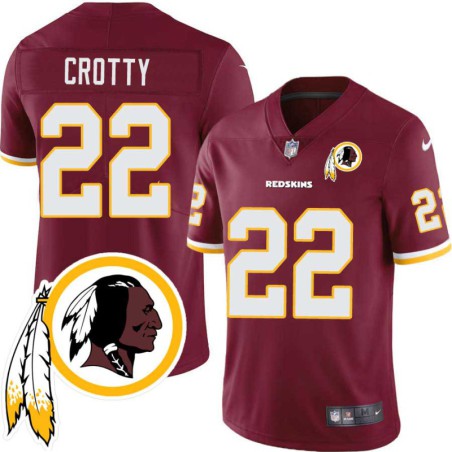 Jim Crotty #22 Redskins Head Patch Burgundy Jersey