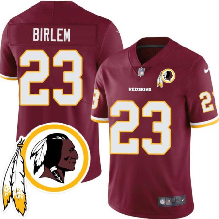 Keith Birlem #23 Redskins Head Patch Burgundy Jersey