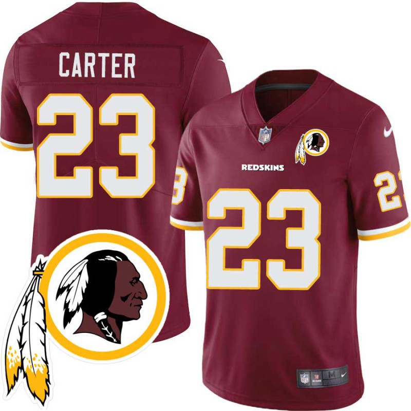 Ki-Jana Carter #23 Redskins Head Patch Burgundy Jersey