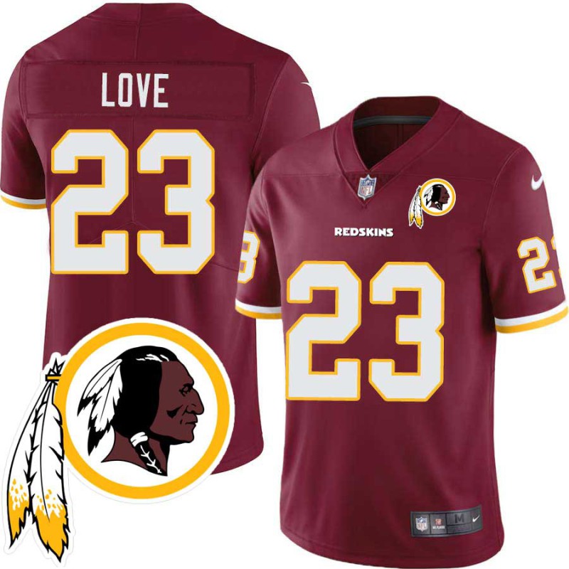 Bryce Love #23 Redskins Head Patch Burgundy Jersey