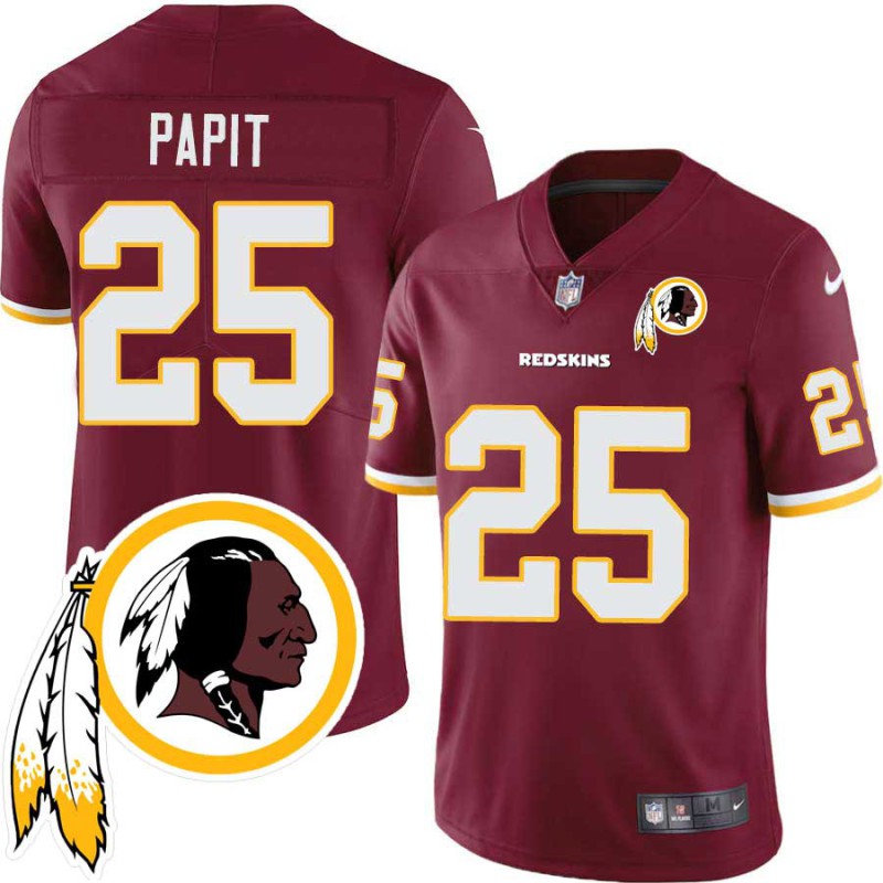 Johnny Papit #25 Redskins Head Patch Burgundy Jersey