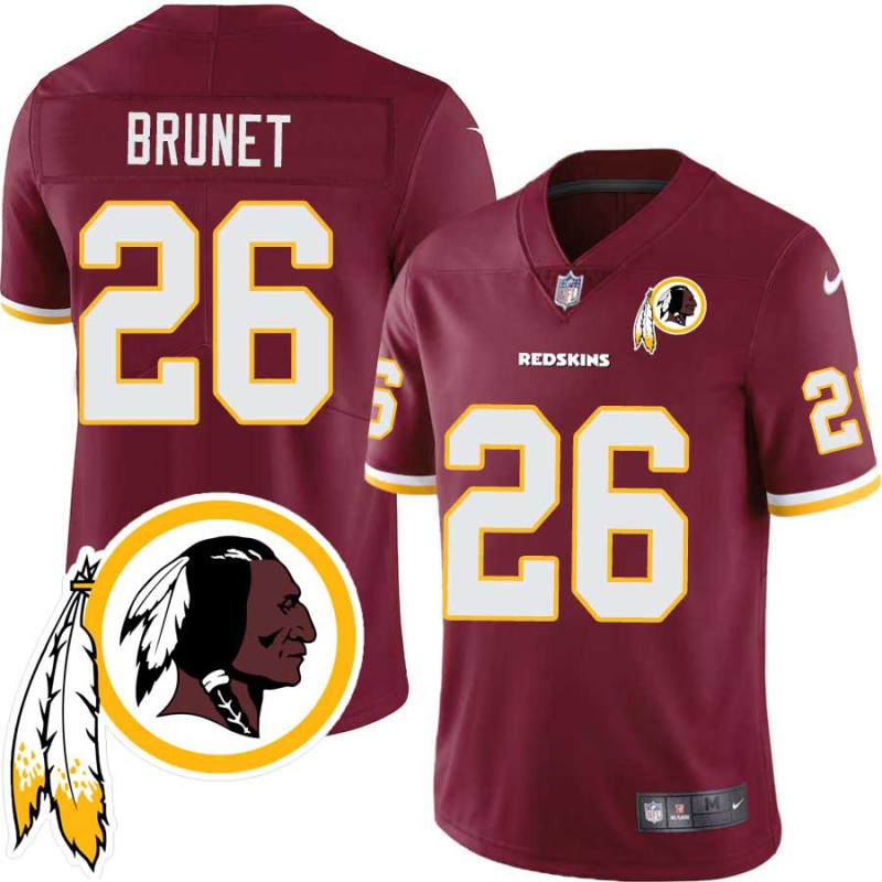 Bob Brunet #26 Redskins Head Patch Burgundy Jersey