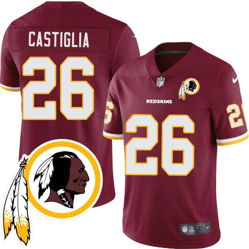 Jim Castiglia #26 Redskins Head Patch Burgundy Jersey