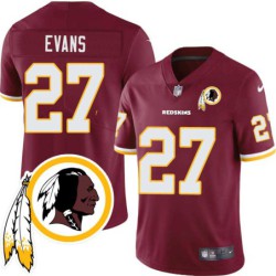 Greg Evans #27 Redskins Head Patch Burgundy Jersey