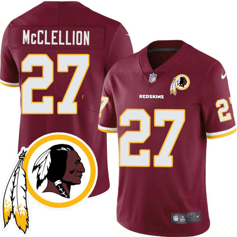 Central McClellion #27 Redskins Head Patch Burgundy Jersey