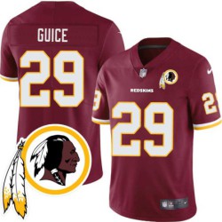 Derrius Guice #29 Redskins Head Patch Burgundy Jersey