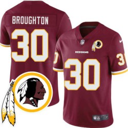 Nehemiah Broughton #30 Redskins Head Patch Burgundy Jersey