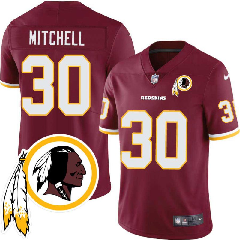 Brian Mitchell #30 Redskins Head Patch Burgundy Jersey