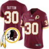 Ed Sutton #30 Redskins Head Patch Burgundy Jersey