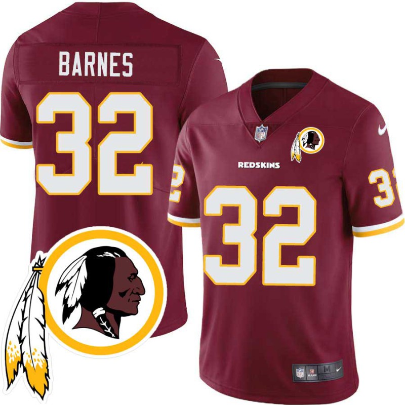 Billy Ray Barnes #32 Redskins Head Patch Burgundy Jersey