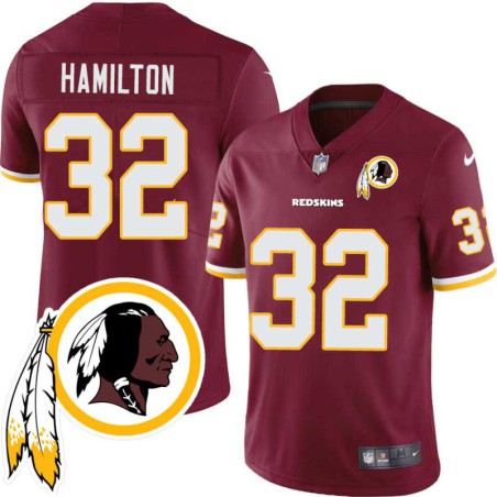 Justin Hamilton #32 Redskins Head Patch Burgundy Jersey