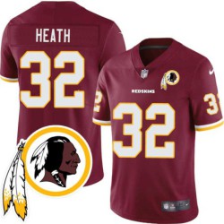 Leon Heath #32 Redskins Head Patch Burgundy Jersey