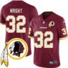 Toby Wright #32 Redskins Head Patch Burgundy Jersey