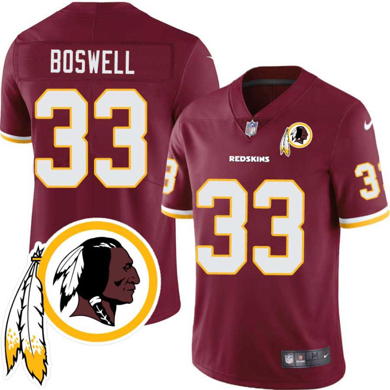 Ben Boswell #33 Redskins Head Patch Burgundy Jersey