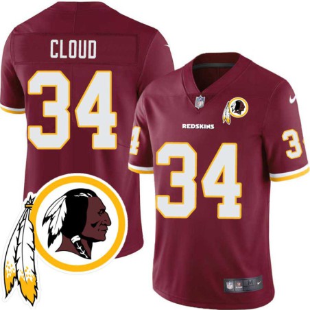 Jack Cloud #34 Redskins Head Patch Burgundy Jersey