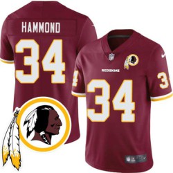 Bobby Hammond #34 Redskins Head Patch Burgundy Jersey