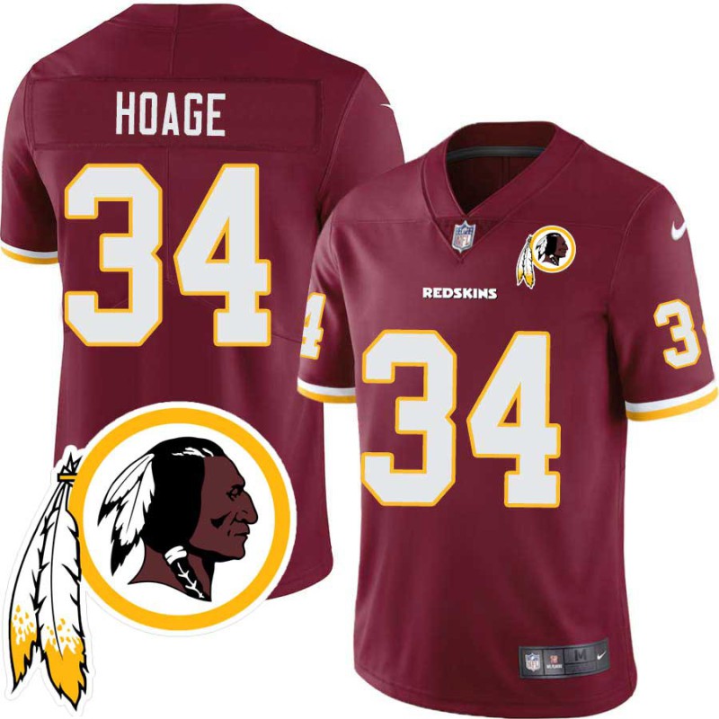 Terry Hoage #34 Redskins Head Patch Burgundy Jersey