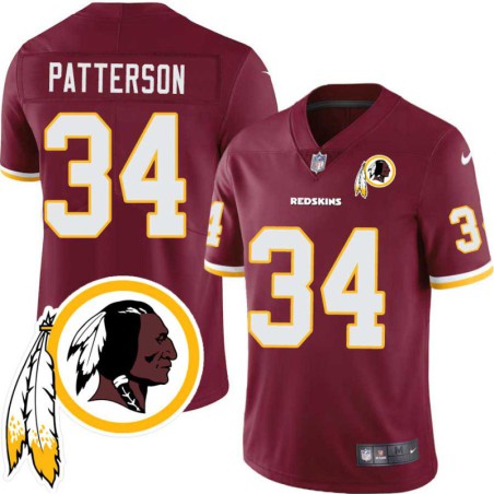 Dimitri Patterson #34 Redskins Head Patch Burgundy Jersey