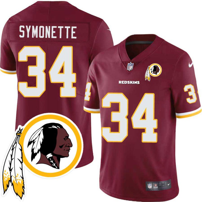 Josh Symonette #34 Redskins Head Patch Burgundy Jersey