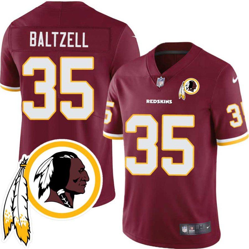 Vic Baltzell #35 Redskins Head Patch Burgundy Jersey